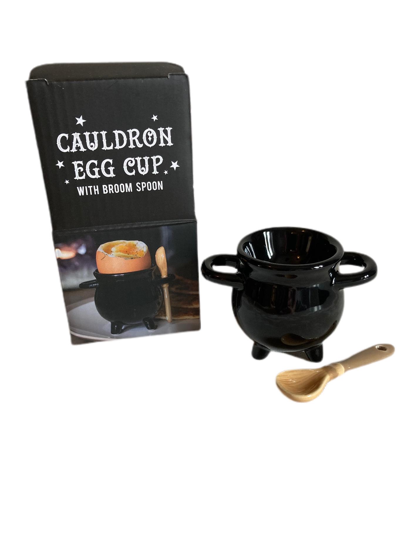Cauldron Egg cup and broom spoon set