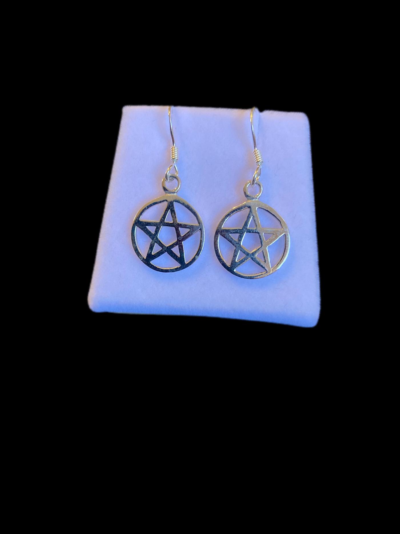 Sterling Silver Dainty Pentagram Earrings