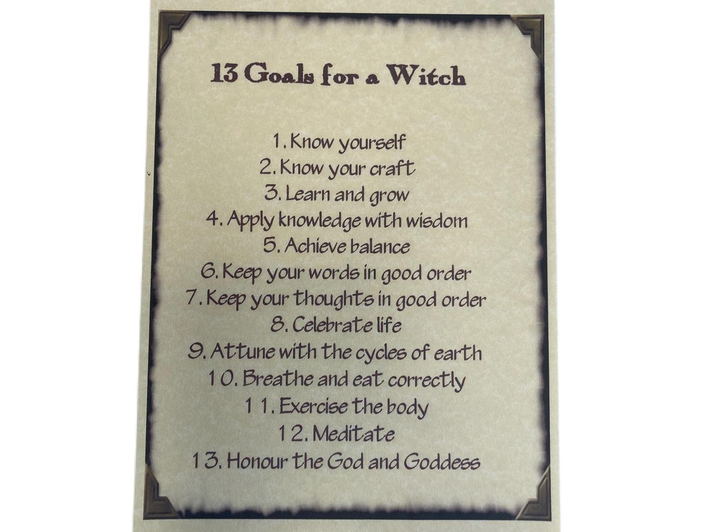 13 Goals For A Witch Parchment Poster