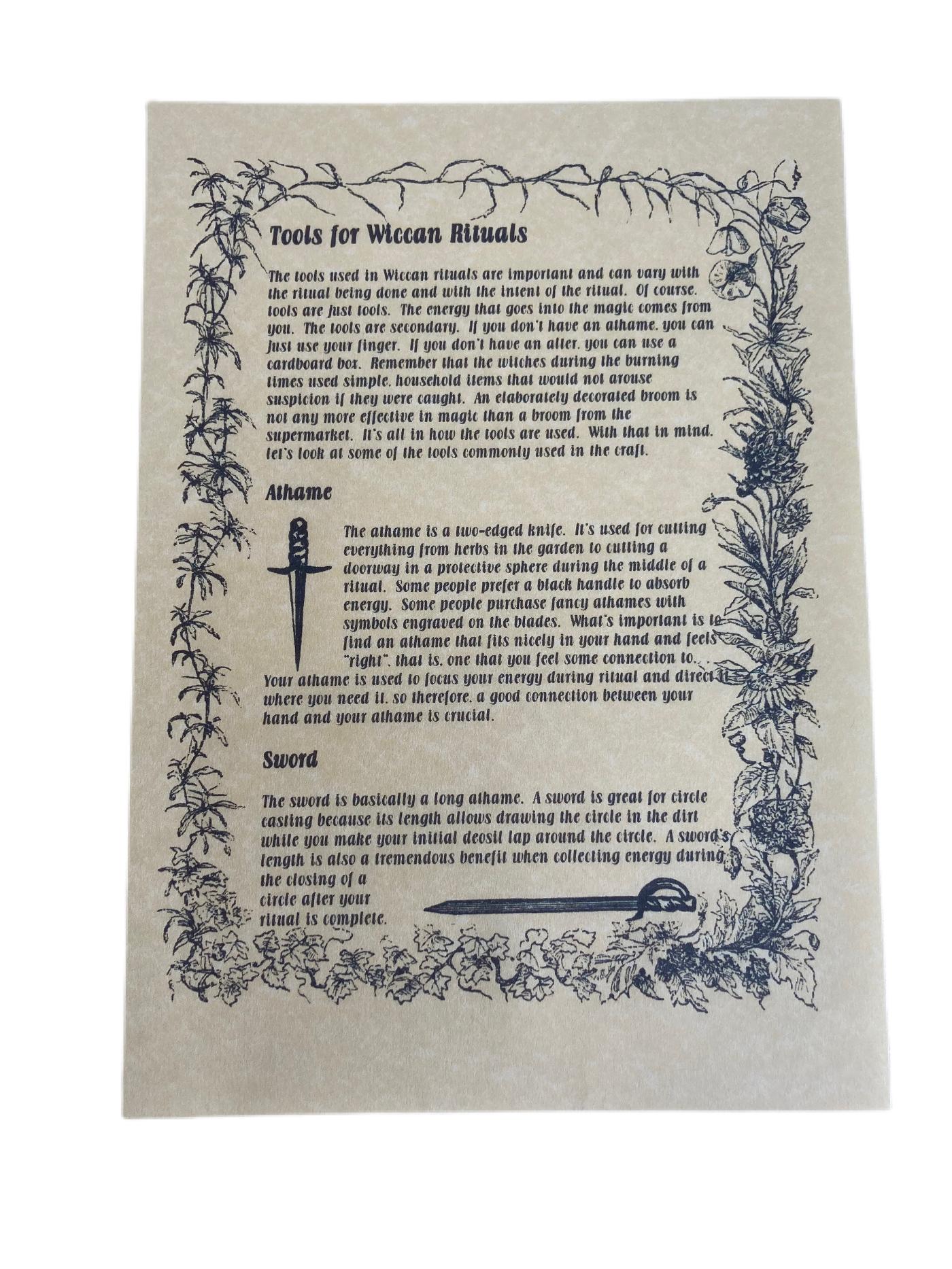 Tools For Wiccan Rituals Set Of 4 Parchment Posters